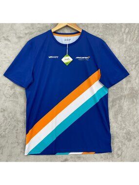 McLaren VM Ware Blue Striped Short Sleeve Jersey Shirt Racing Formula 1